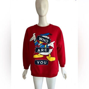 Disney  Women's Cotton Long Sleeve Red Sweatshirt Graphic Print Size Large